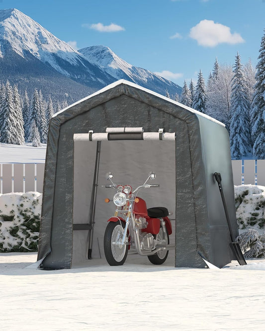 6x8 ft Outdoor Portable Storage Shed with Roll-Up Door & Vent