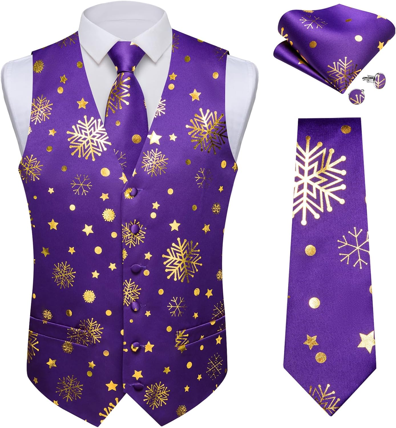 DiBanGu Christmas Men's Suit Vest and Tie Set for Festivities