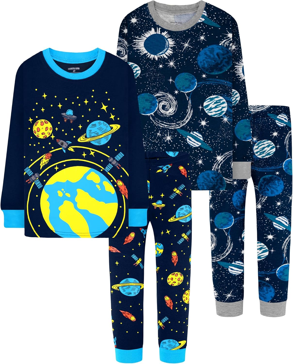 Boys 100% Cotton Long Sleeve Pajamas for Ages 18 Months to 12 Years