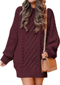 Oversized Cable Knit Sweater Dress - Cozy Fall/Winter ANRABESS