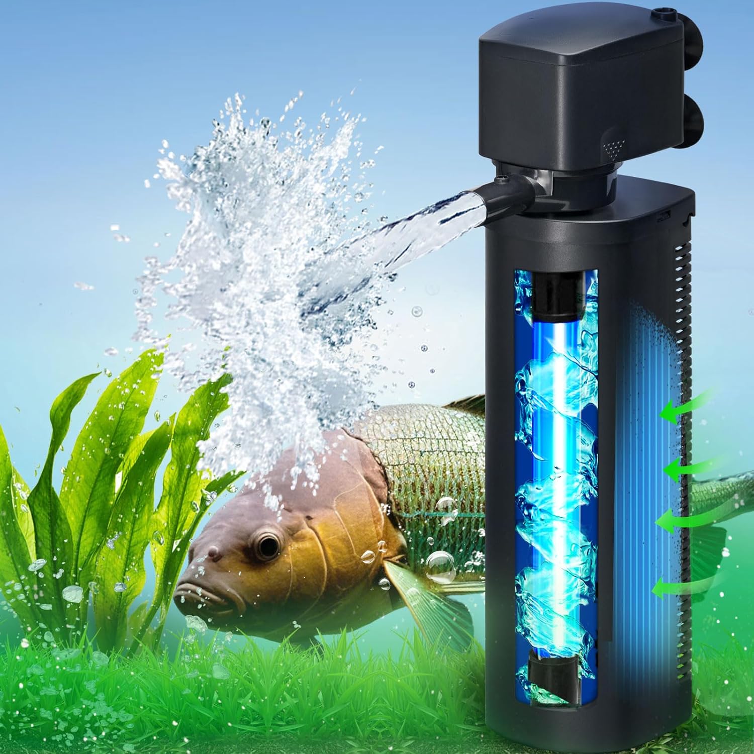 660GPH Aquarium Filter with UV Sterilizer for Large Tanks