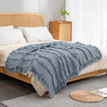 Ultra Soft Pre-Washed Quilted Boho Dark Blue King Size Blanket - Cozy