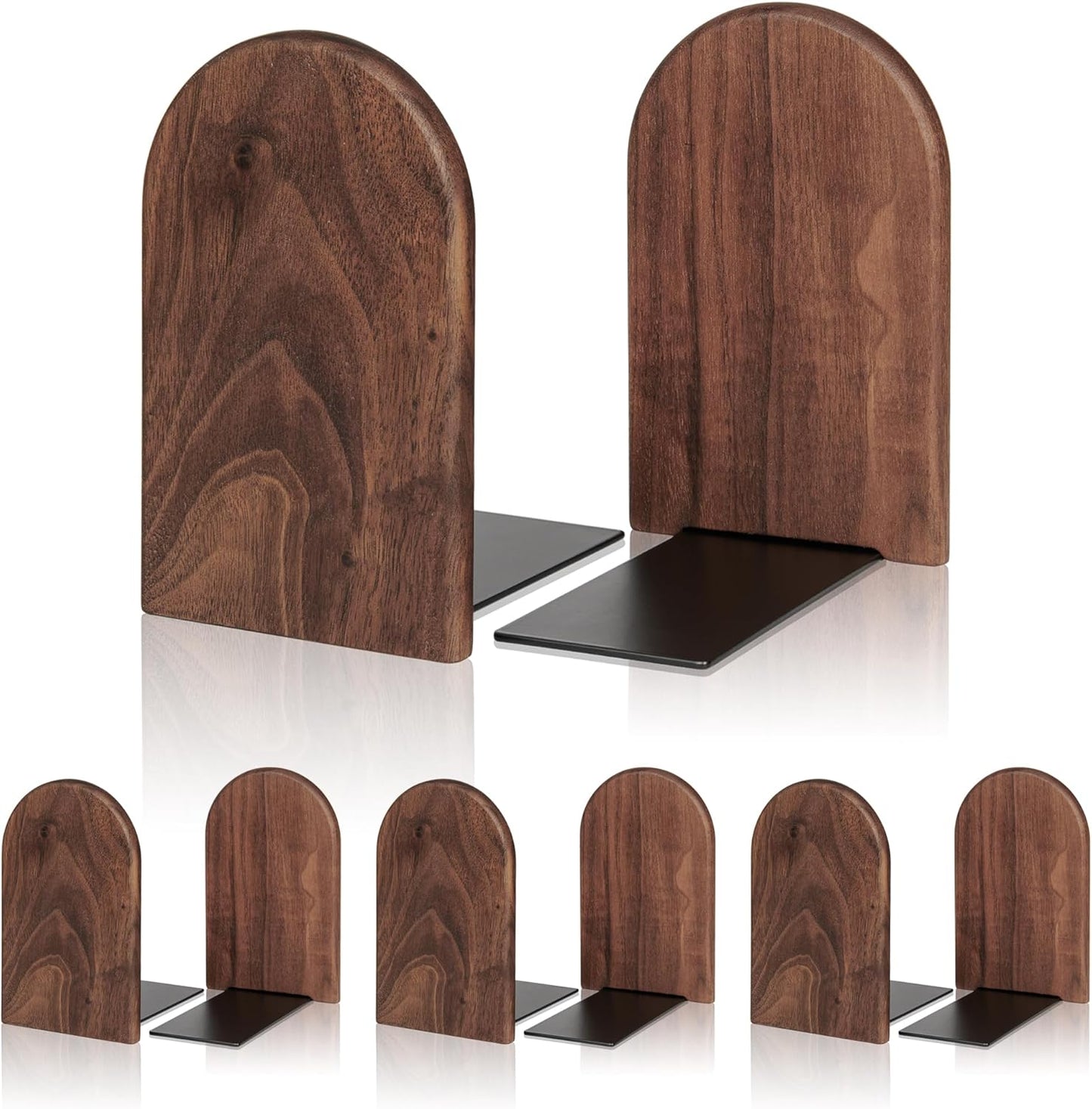 Book Ends 4 Pack Medium Wood Bookends for Home Office Use