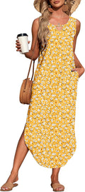 Women's Summer Maxi Dress with Pockets - Soft Stretch Beach Split
