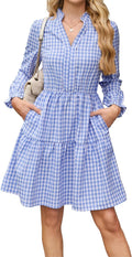 Theenkoln Women's Gingham Midi Dress for Effortless Casual Style