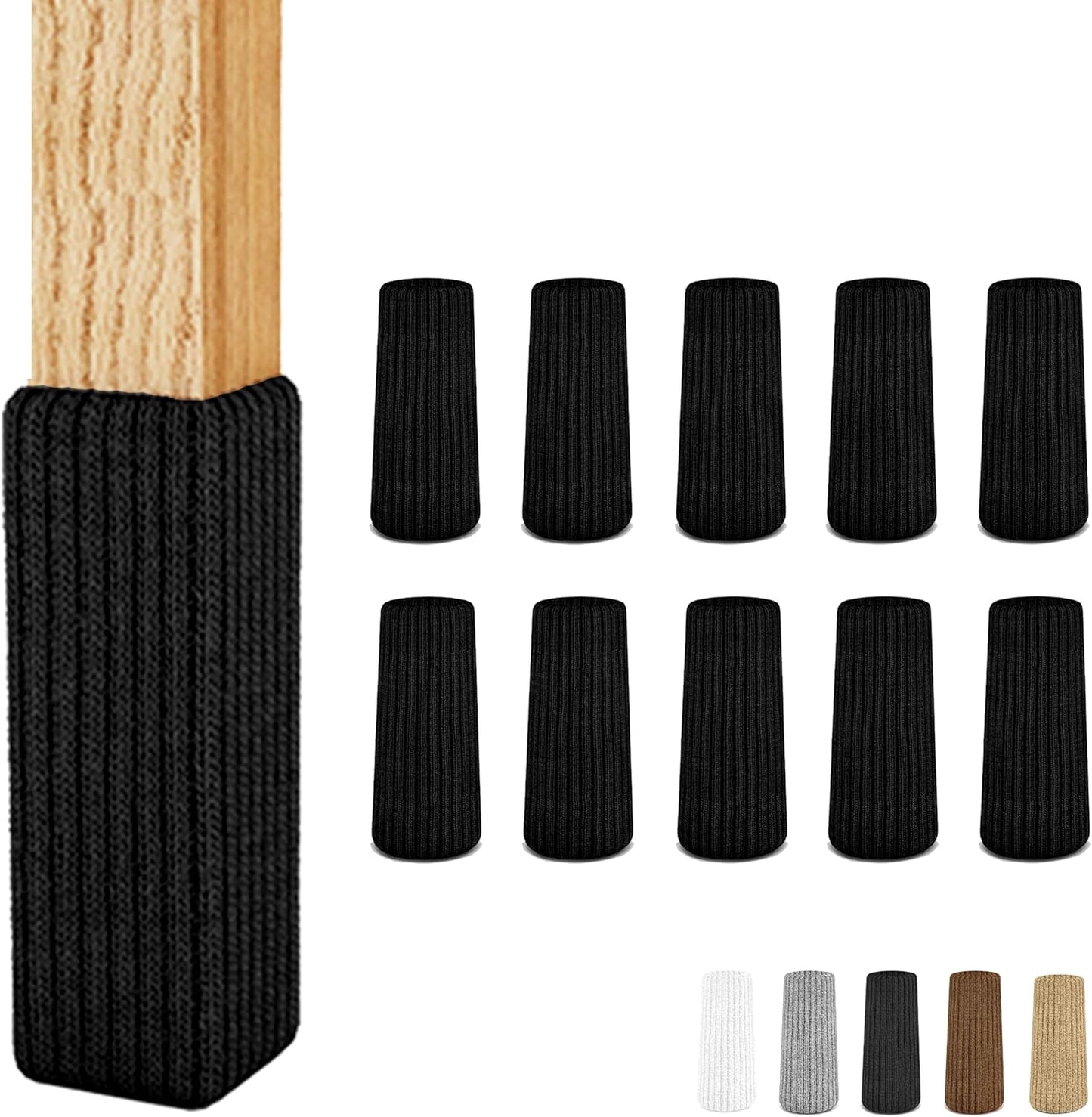 Stay Put: Black Chair Leg Protectors - Easy Fit, Secure Grip