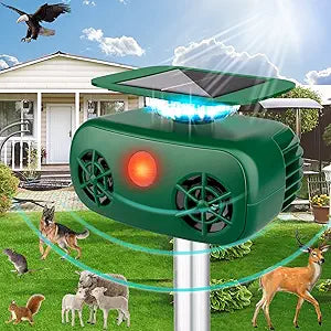 Solar Ultrasonic Animal Repellent for Yard and Garden Use