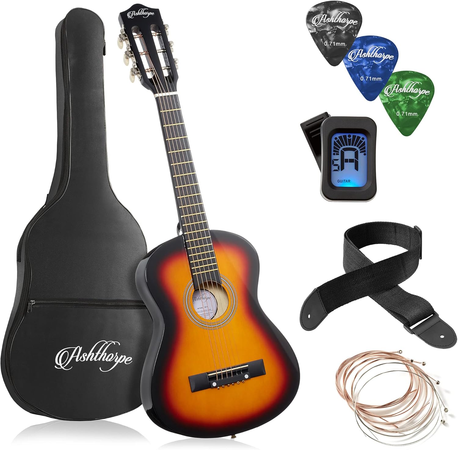 Ashthorpe 30 Acoustic Guitar Bundle - Everything You Need to Start!