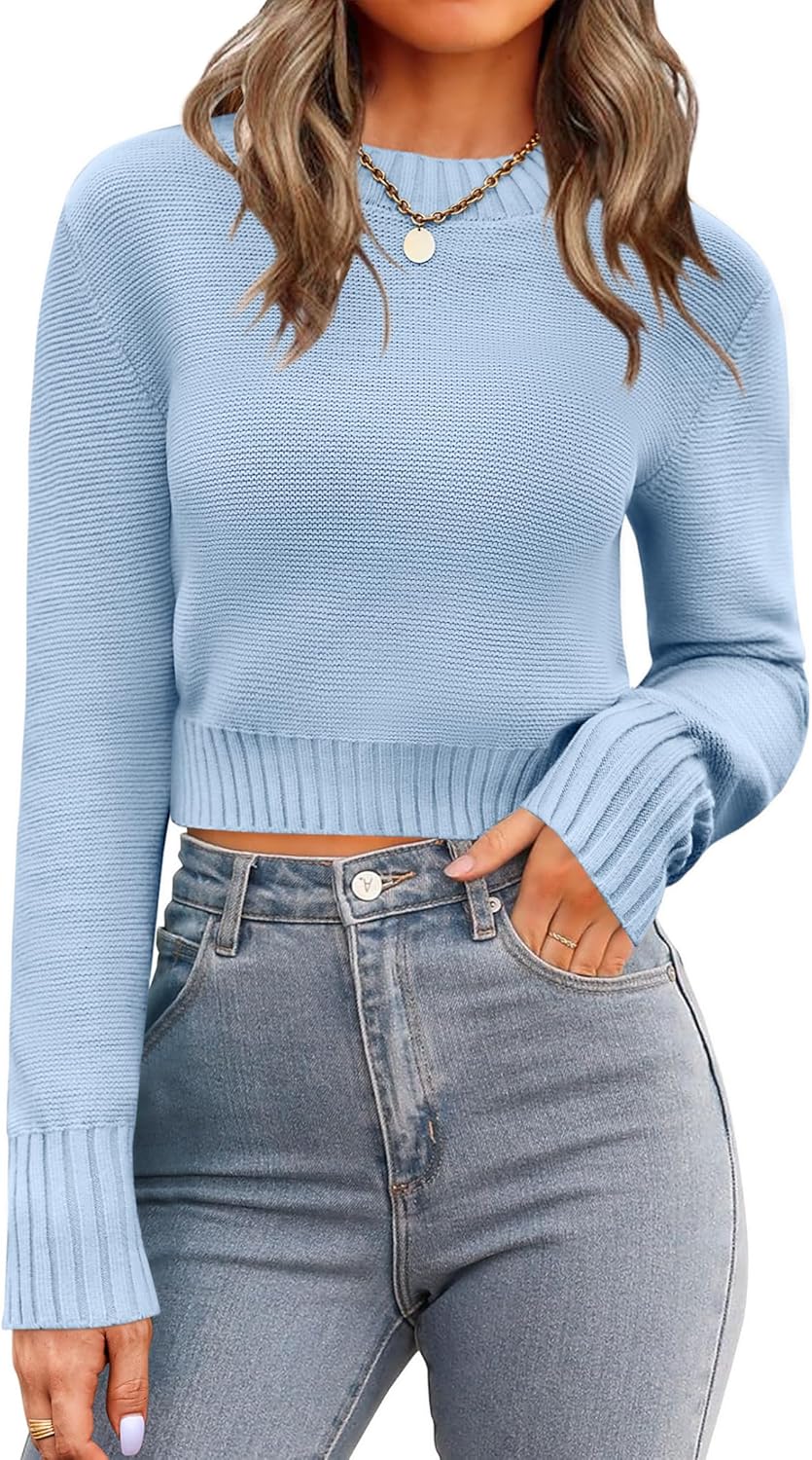 Trendy Long Sleeve Ribbed Knit Pullover for Women in Fall