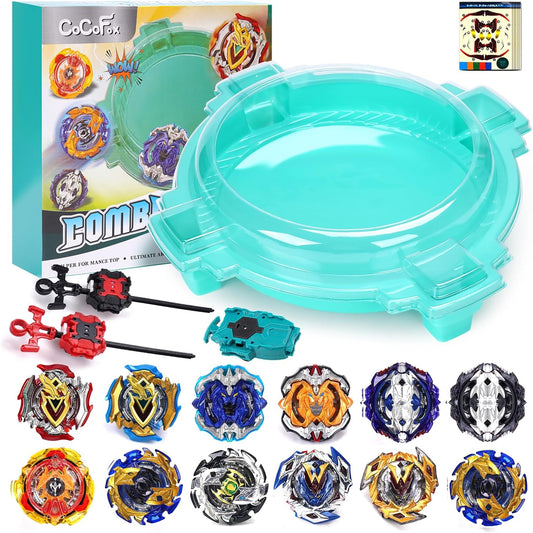 COCOFOX Burst Set with 12 Battling Tops and Stadium for Kids