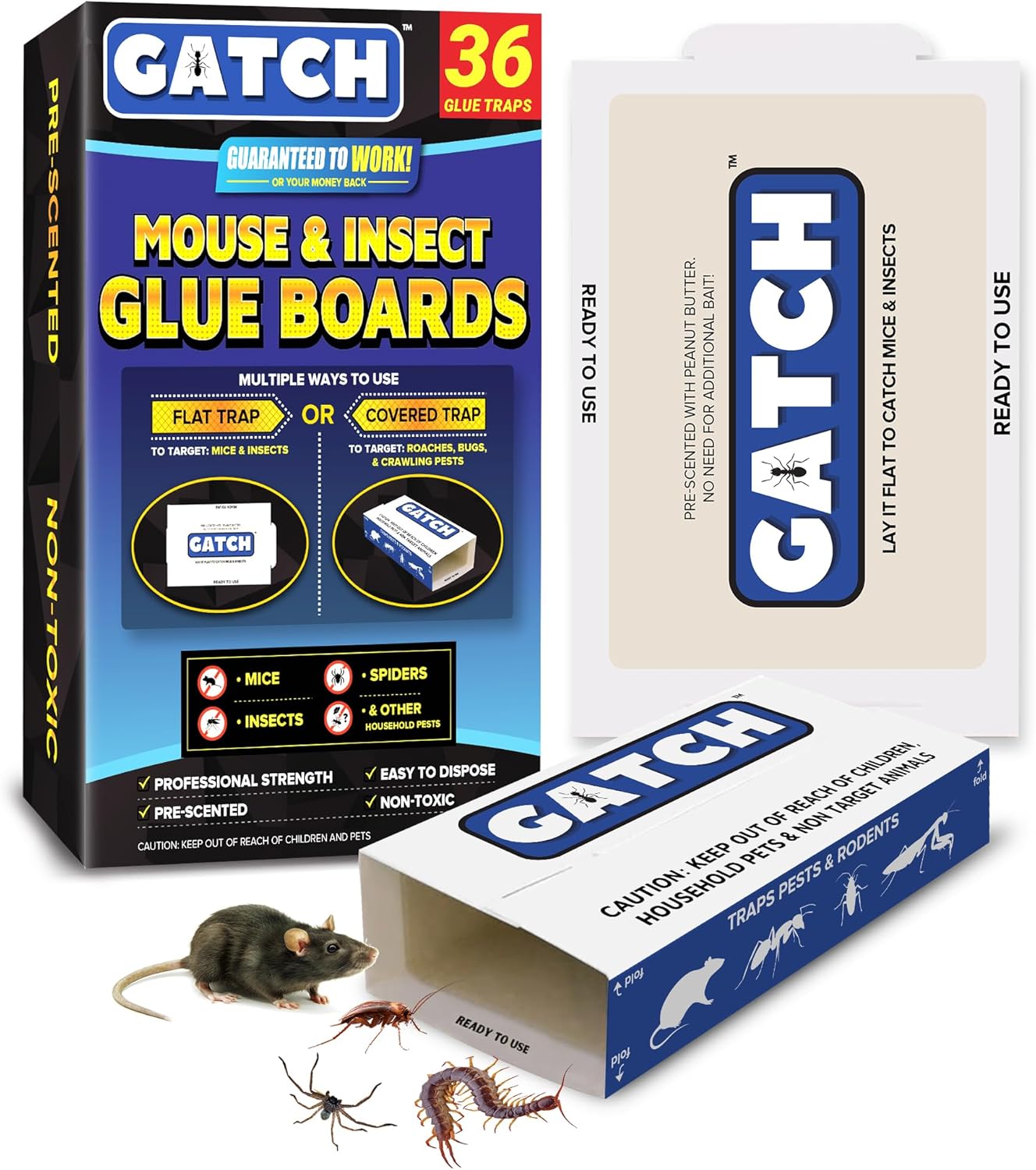 36-Pack Indoor Sticky Mouse Traps, Pet-Safe Pest Control