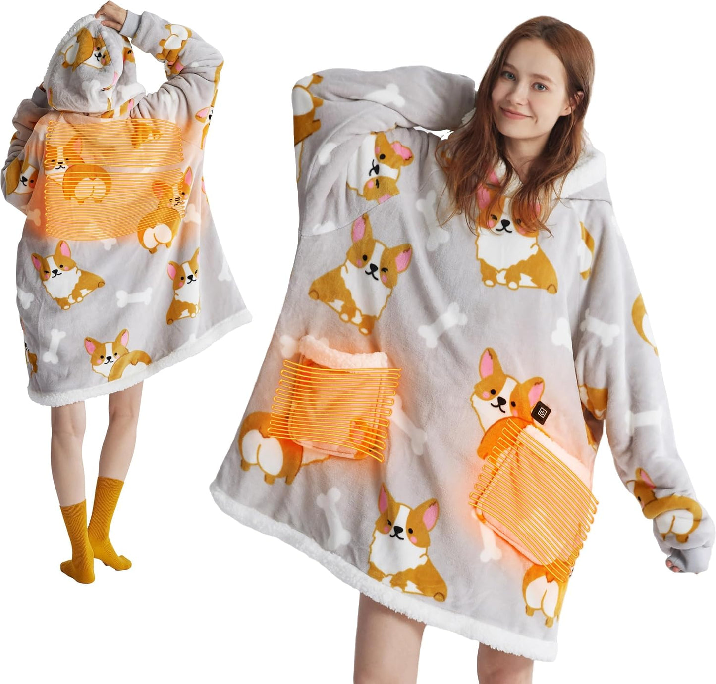 Cordless Heated Hoodie Blanket - Portable Warmth for Her