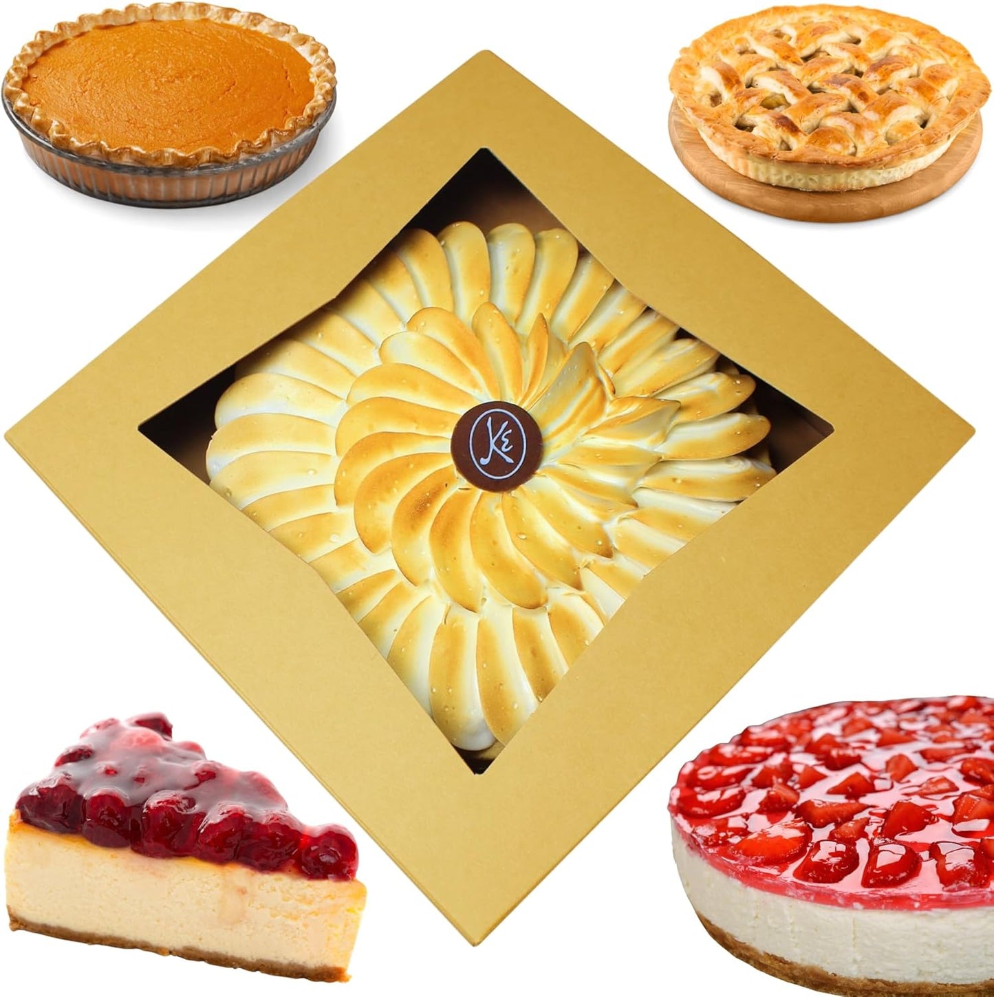 BAKELUV Pie Boxes 10x10x2.5 Inch for All Your Treats