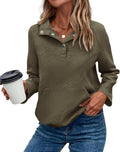 Womens Textured Henley Sweatshirt - Lightweight Fall Pullover