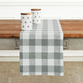 Solino Home Linen Checkered Table Runner 14 x 120 in - Classic Grey