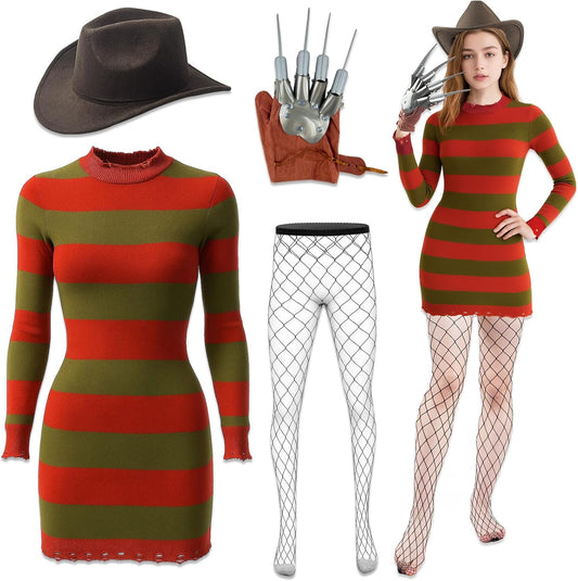 Halloween Costume for Women Adult Scary Killer Knitted Dress