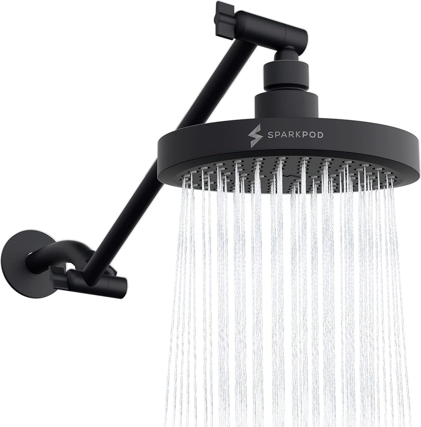 SparkPod Round Rain Shower Head with Adjustable Extension Arm