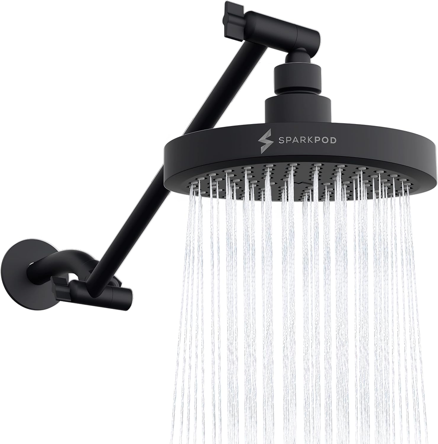 SparkPod Round Rain Shower Head with Adjustable Extension Arm