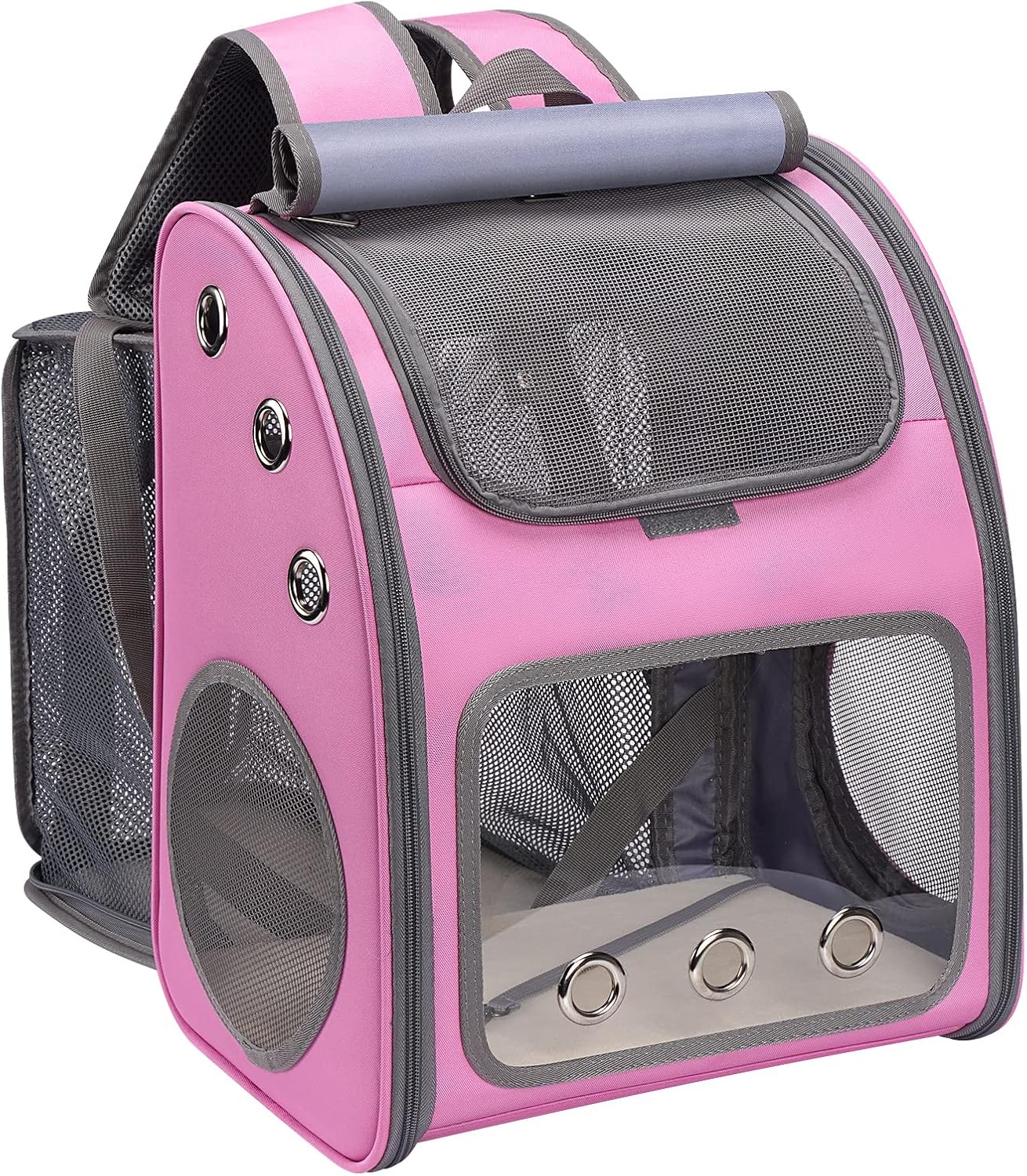 Expandable Pet Carrier Backpack for Cats and Dogs, Pink