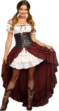 Dreamgirl Saloon Girl Costume - Flattering Western Off-Shoulder Dress