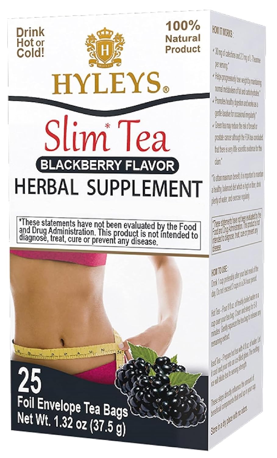 Hyleys Slim Tea Blackberry Flavor - Herbal Weight Loss Detox