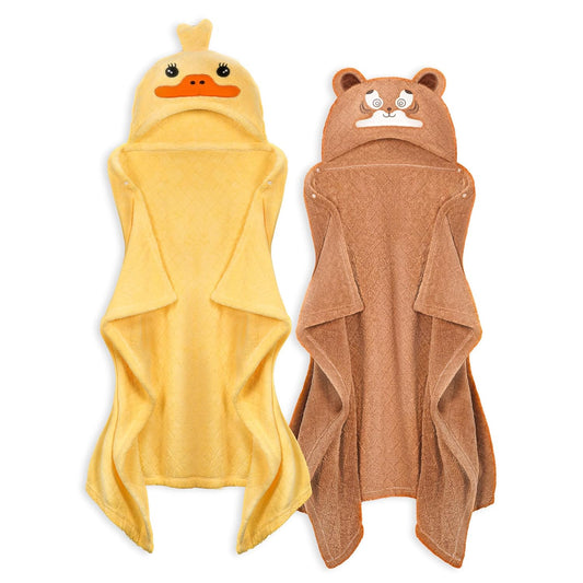 Hooded Baby Bath Towels for Toddlers 0-5 Years, 2-Pack