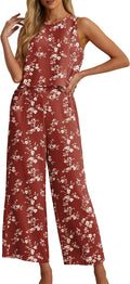 Women's Summer 2 Piece Outfits Set Wide Leg Pants - Lightweight