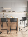 Modern Faux Leather Bar Stools Set of 3 for Kitchen Island