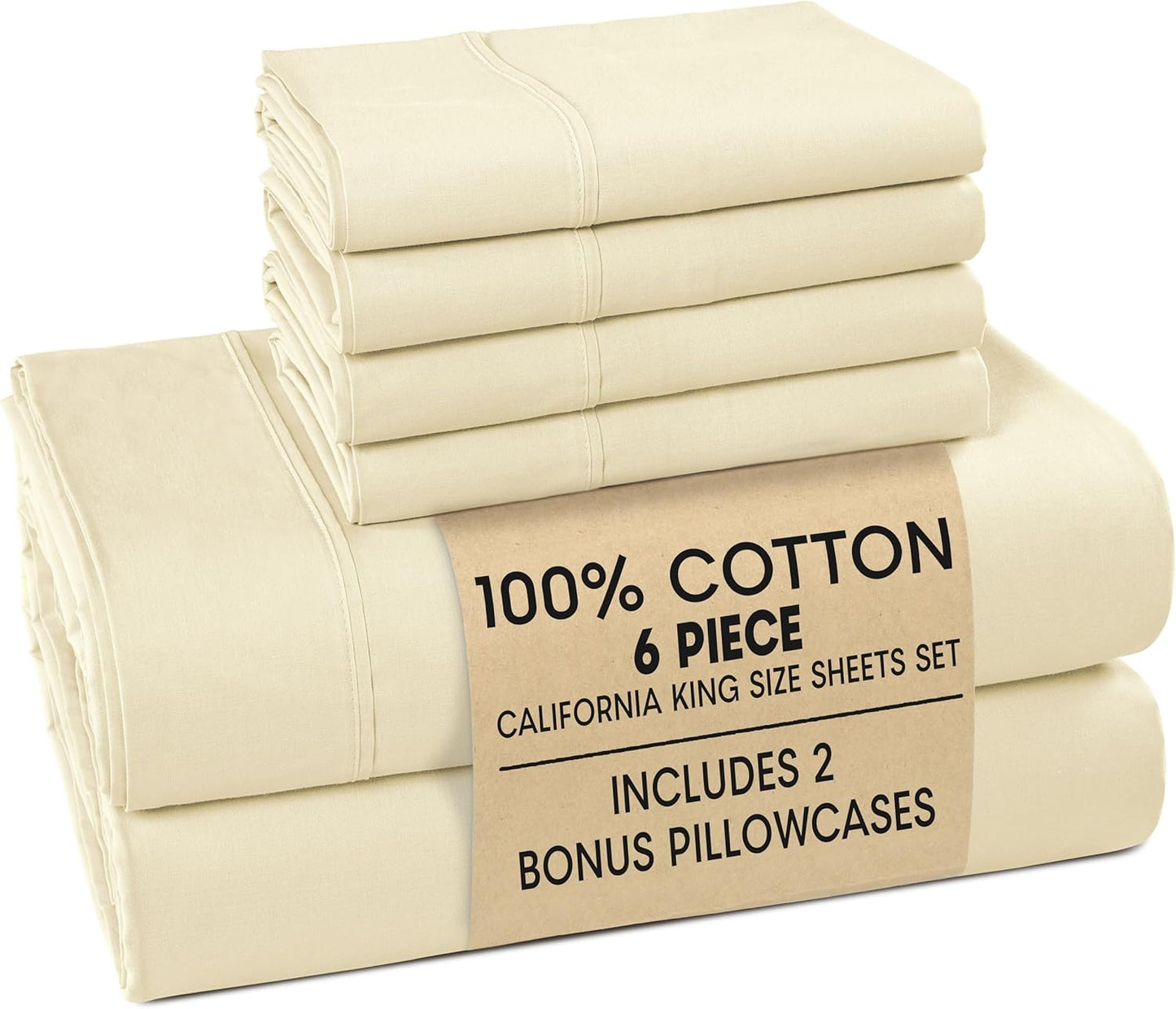 Casa Platino 100% Cotton California King Sheets Set - Soft & Cool