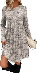 OFEEFAN Women's Long Sleeve Dress with Pockets for Everyday Comfort