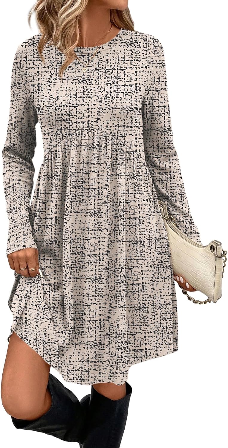 OFEEFAN Long Sleeve Dress for Women with Pockets and Comfort