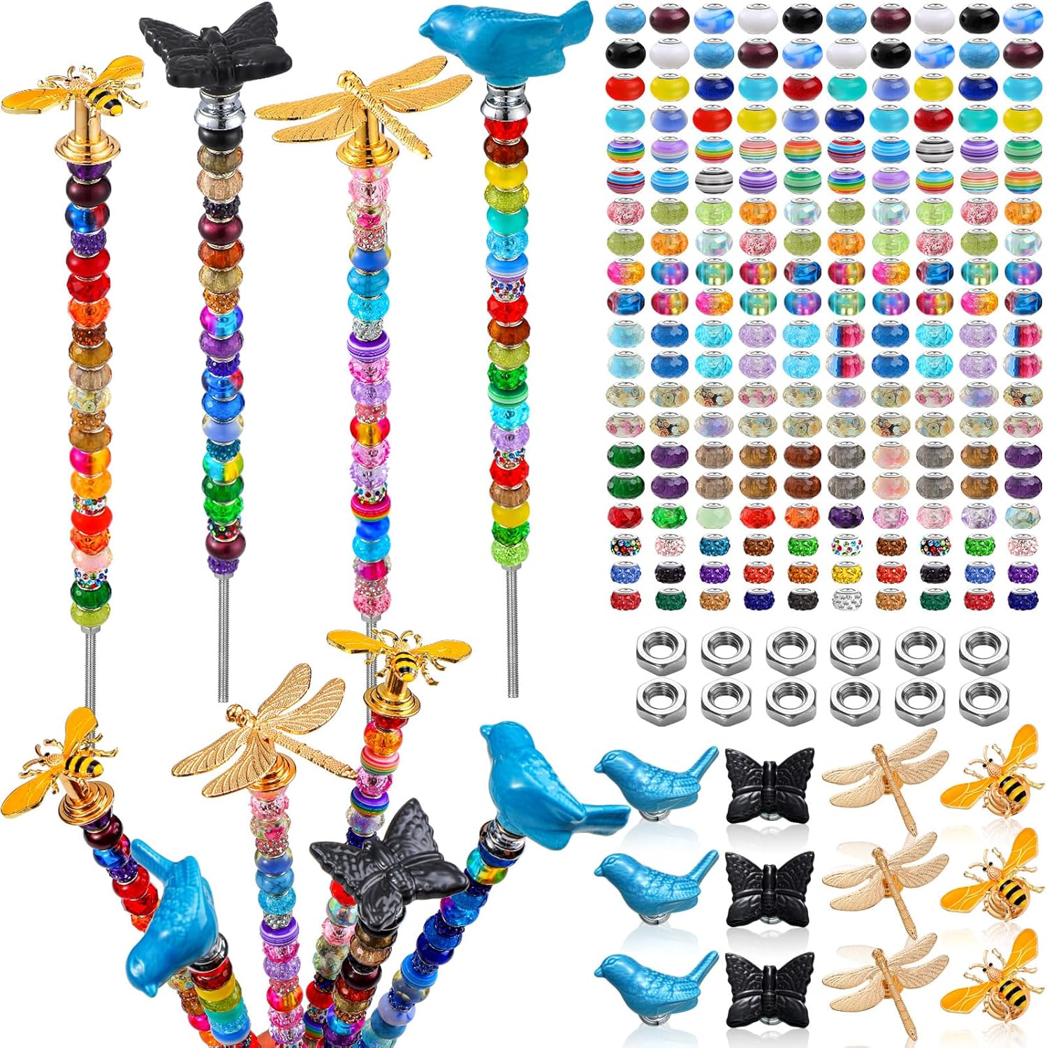 236 Pcs Garden Stake DIY Fairy Wand with Colorful Crystal Tops