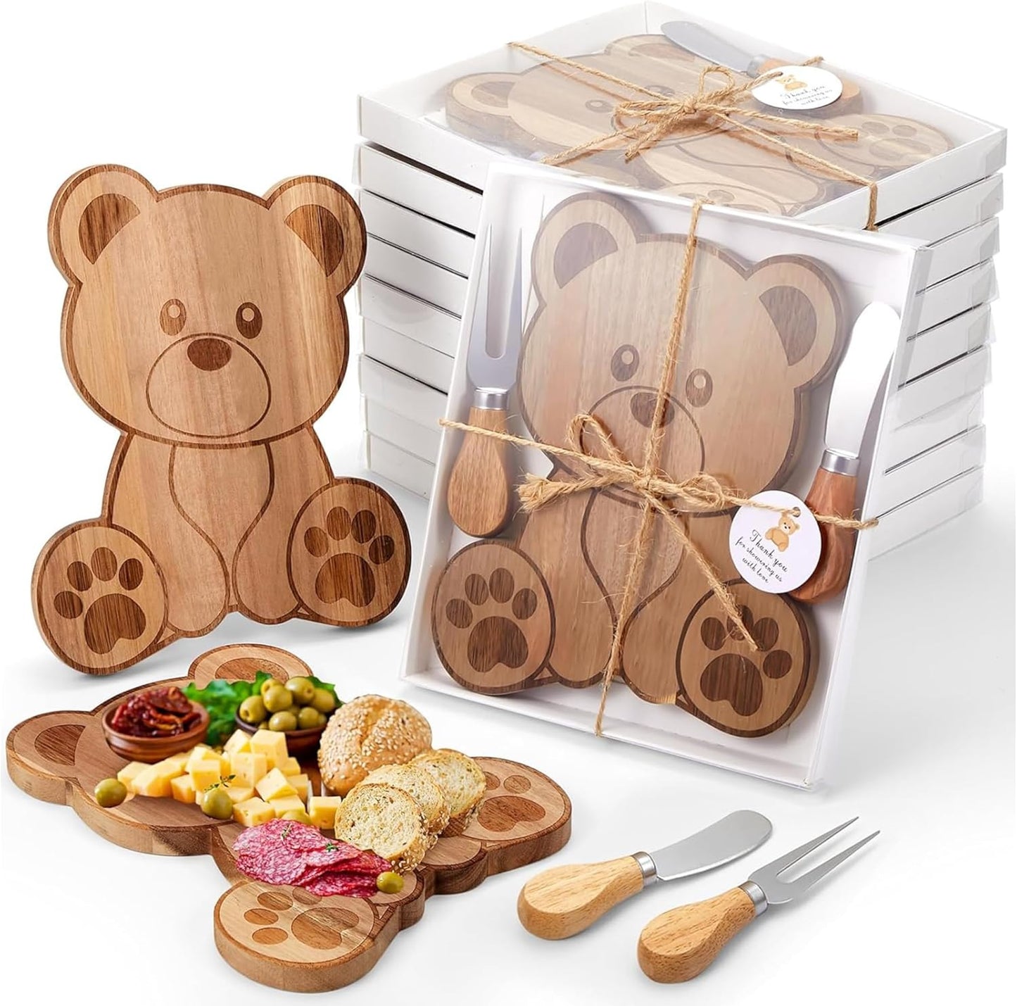 Bear Shaped Cheese Board Set for Baby Showers and Parties