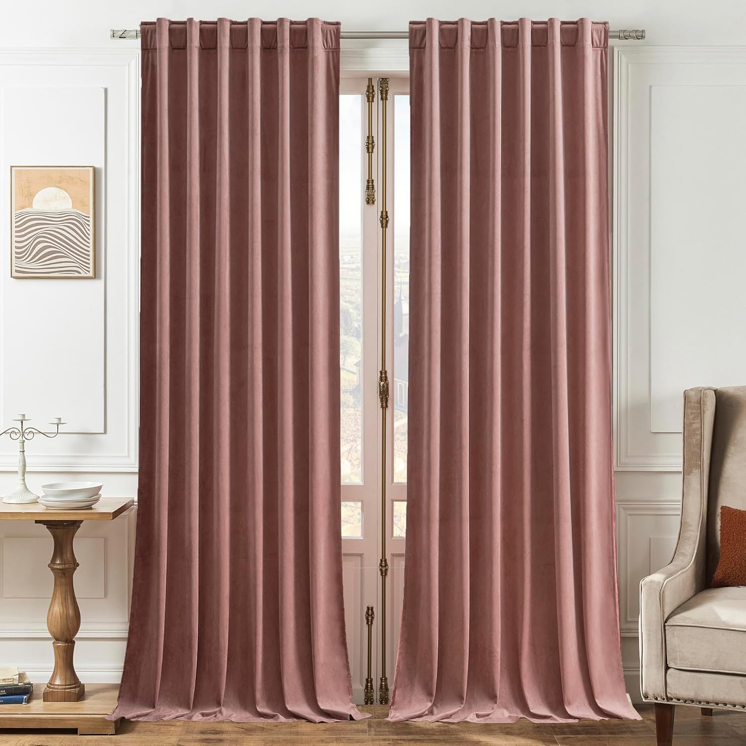 Luxurious Timeper Wild Rose Pink Velvet Curtains for Home