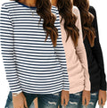 3 Pack Long Sleeve Shirts for Women Casual Soft Crewneck Tee Pack
