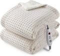 CAROMIO Heated Blanket Throw Waffle Weave - Fast Heating Comfort
