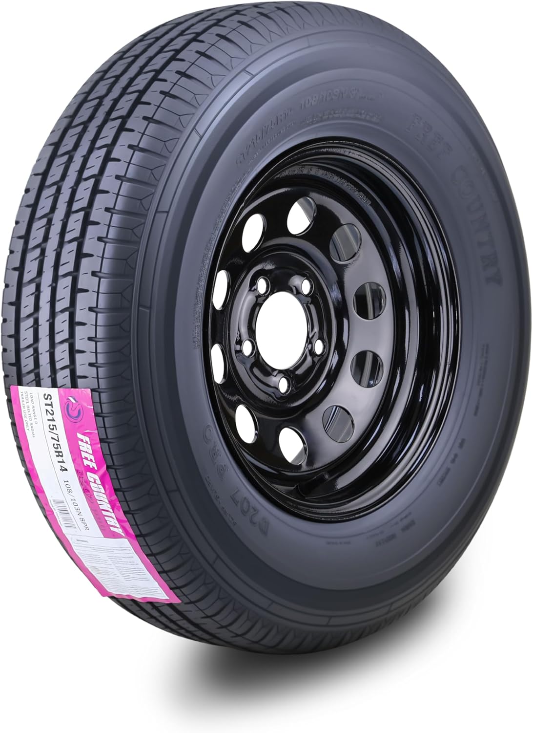 Free Country Trailer Tire Wheel Assembly ST215/75R14 for Safety