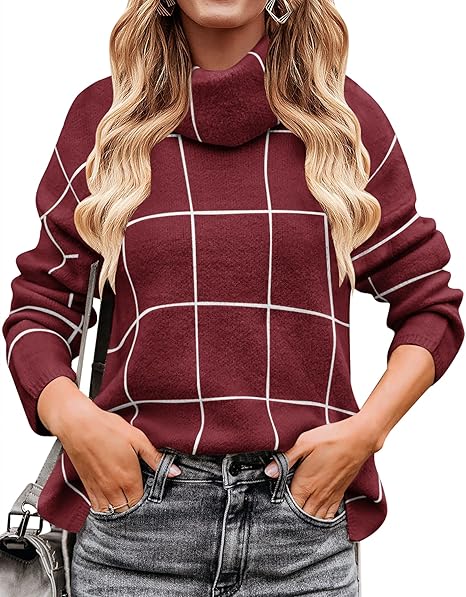 ZESICA Women's Turtleneck Batwing Sleeve Oversized Sweater