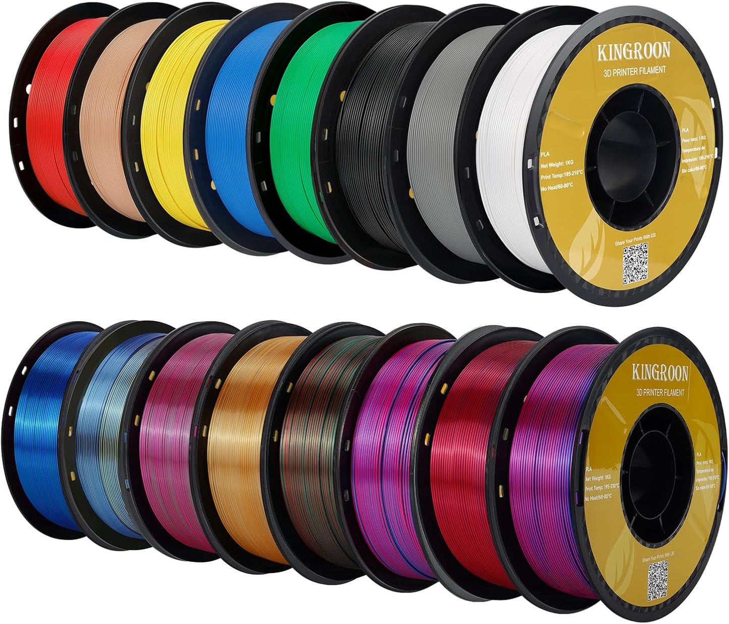 Kingroon 16KG PLA Filament Bundle for 3D Printing Excellence