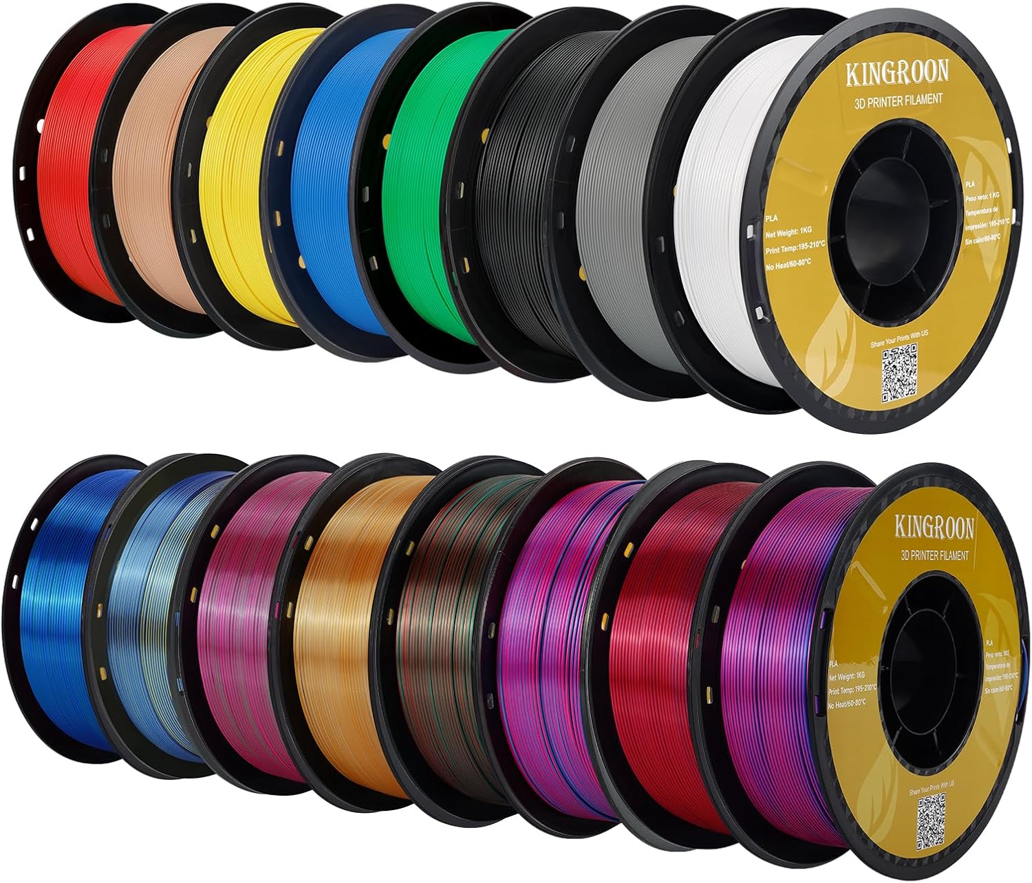 Kingroon 16KG PLA Filament Bundle for 3D Printing Excellence