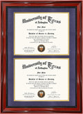 Double 8.5x11 Diploma Certificate Frame - Cherry Wood with Gold Rope