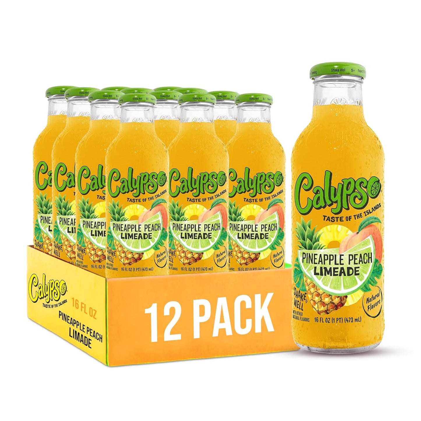 Calypso Limeade Pack of 12 - Tropical Pineapple Peach Flavor