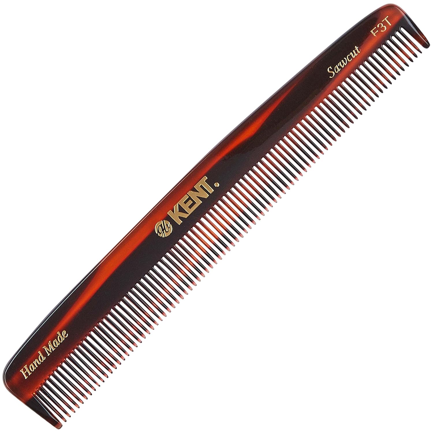 Kent F3T Tortoise Fine Tooth Comb for Hair and Beard Care
