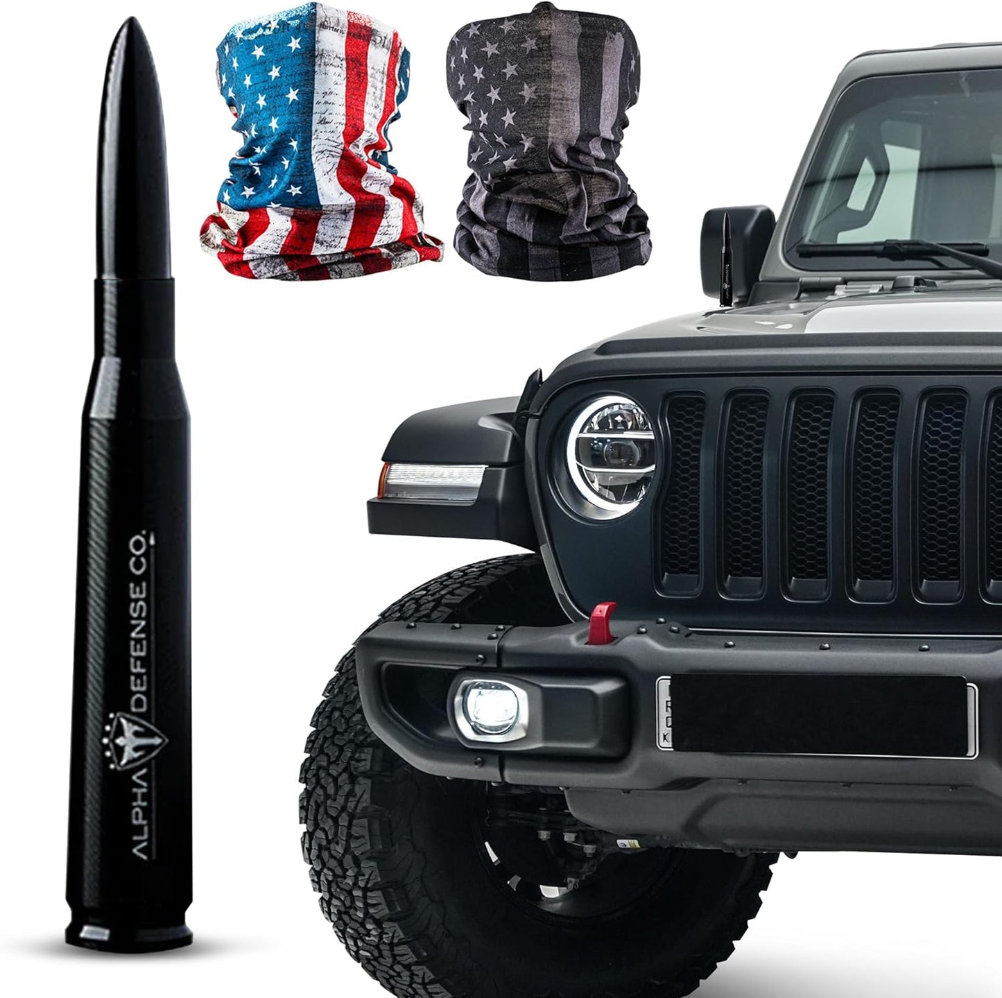 Alpha Defense Round Style Antenna for Jeep Wrangler and Trucks