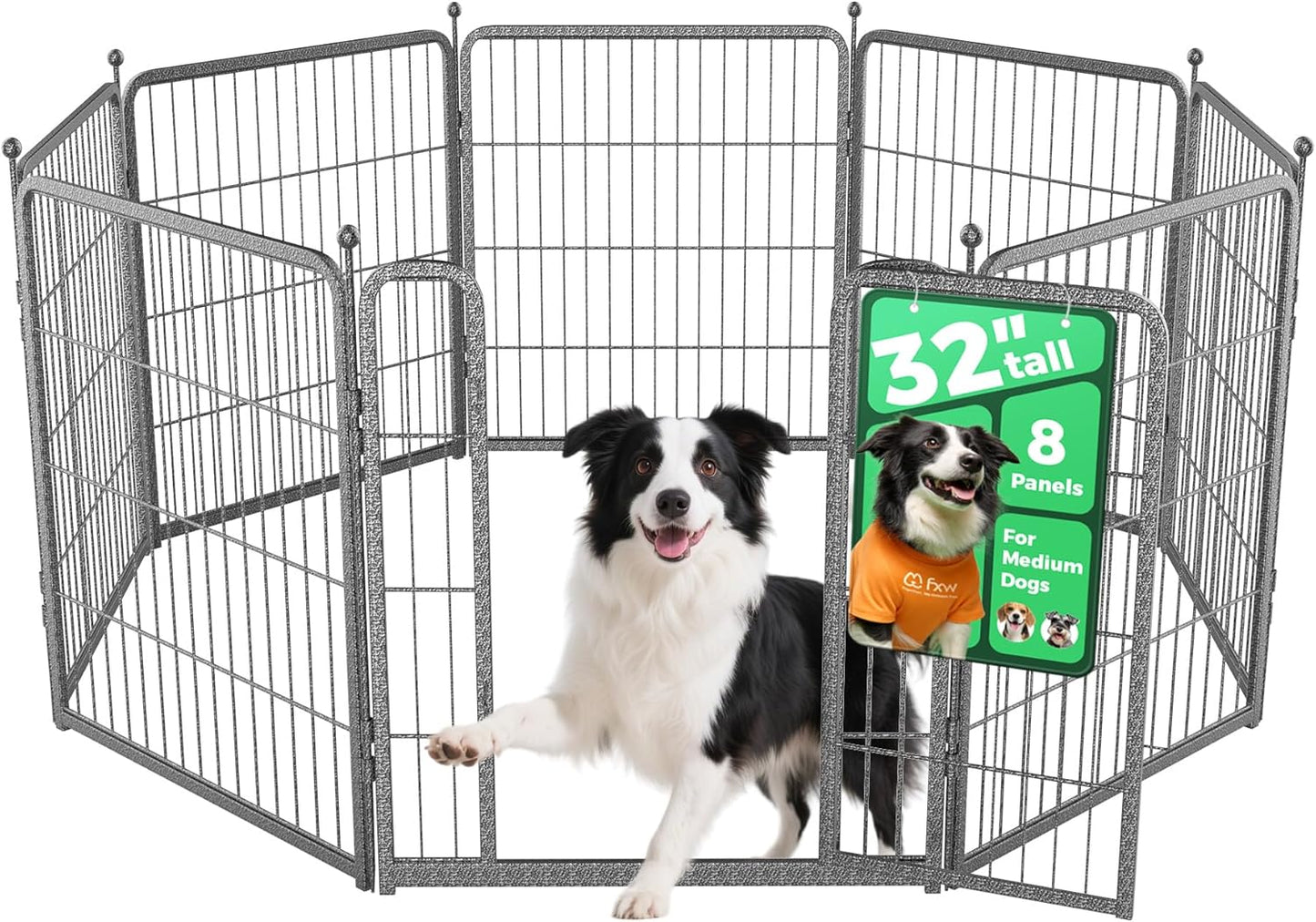 FXW Aster Dog Playpen for Yard - 32in 8 Panels for Safety