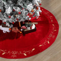 48in Christmas Tree Skirt Red Velvet with Gold Embroidery - Luxury