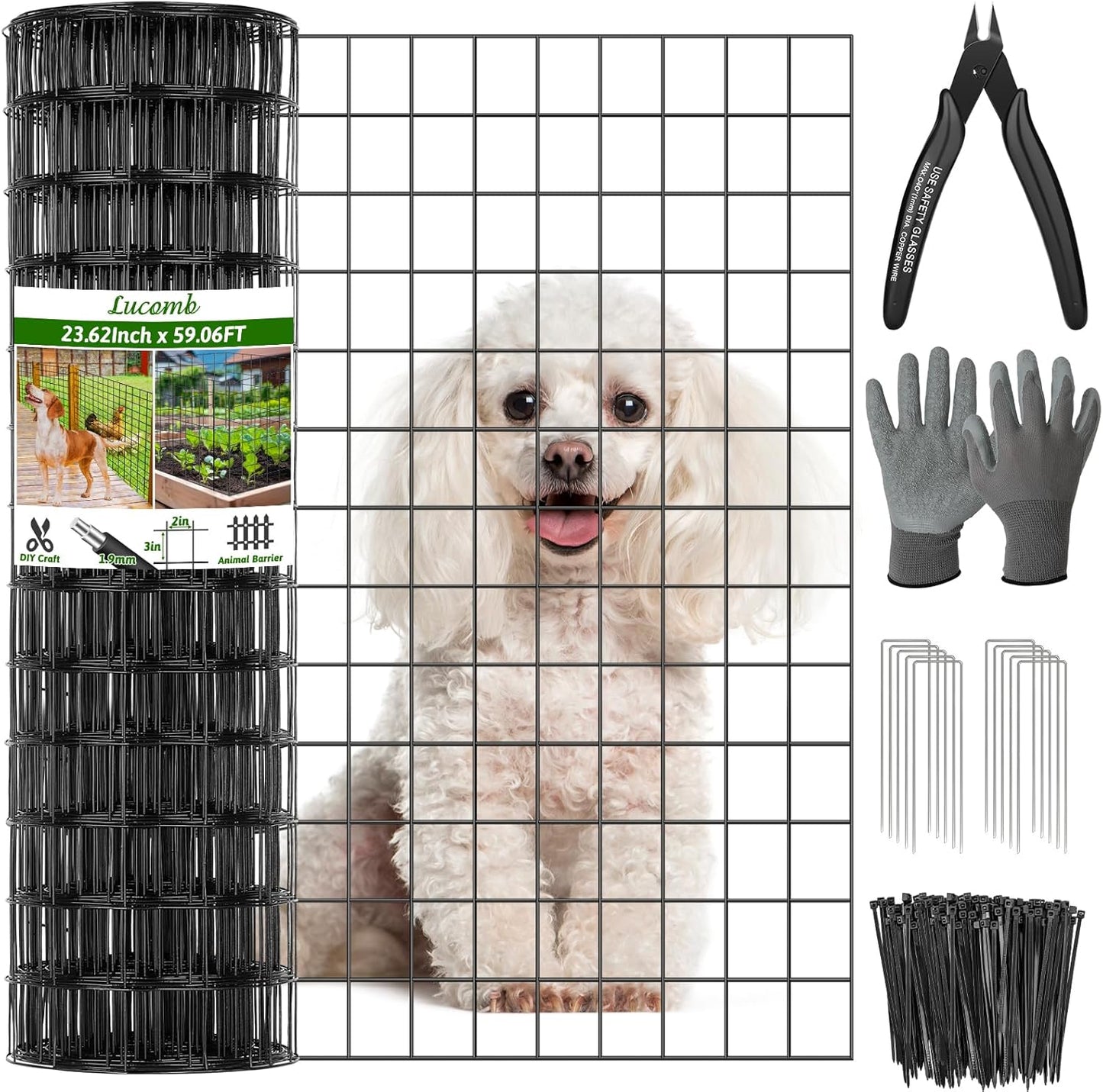 Lucomb Black PVC Coated Wire Mesh - Premium 24x59 Ft Garden Fence for Ultimate Plant & Animal Protection!