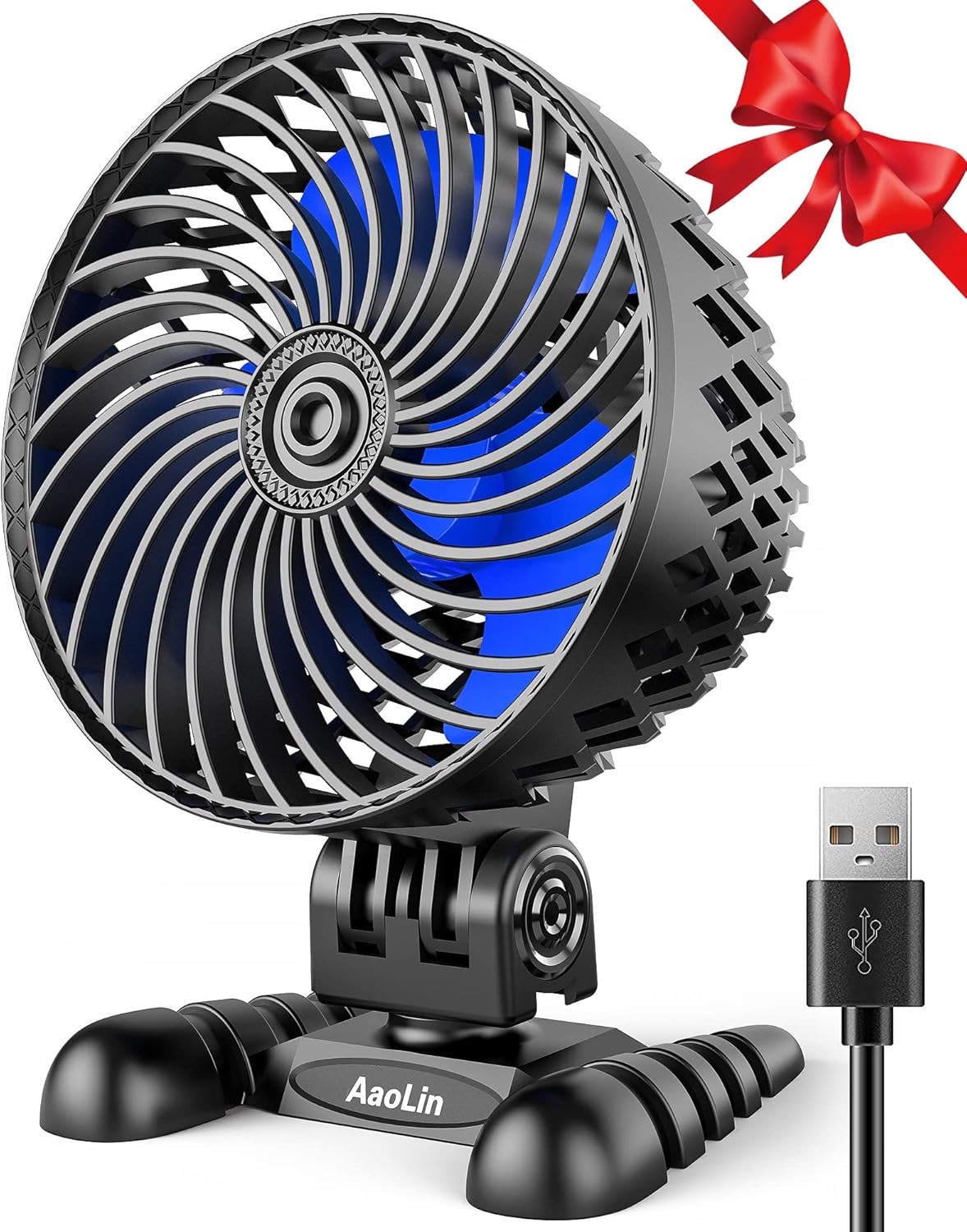 Quiet & Powerful USB Desk Fan by AaoLin - Stepless Speed Control, Portable with Long Cable