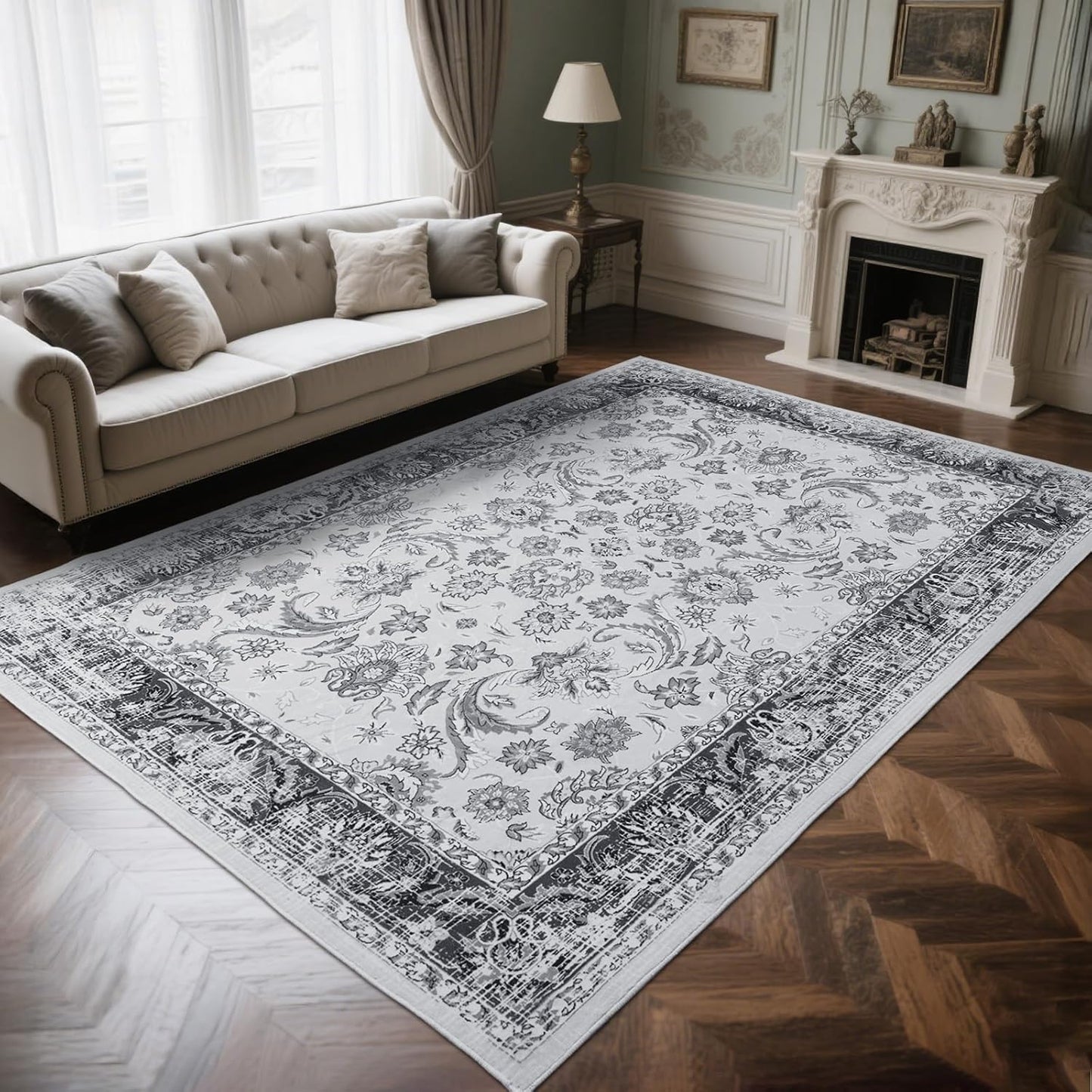 Zentavio 8x10 Washable Area Rugs for Vintage Living Room Style