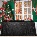 Black Sequin Tablecloth 90x156in Sparkly Sequin Table Linen - Shiny